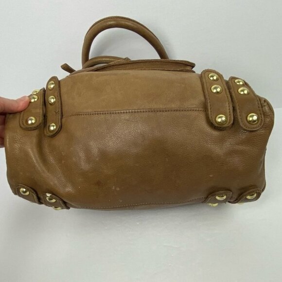 Linea Pelle Dylan Leather Tote Brown Medium Shoulder Back Pockets Tan Beige Bag - Picture 6 of 12